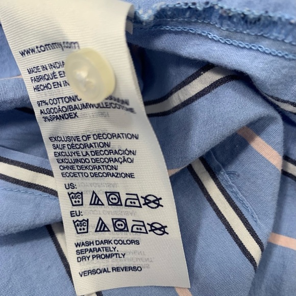 Tommy Hilfiger Blue and White Striped Puff Sleeve Shirt Size XL - Picture 7 of 8